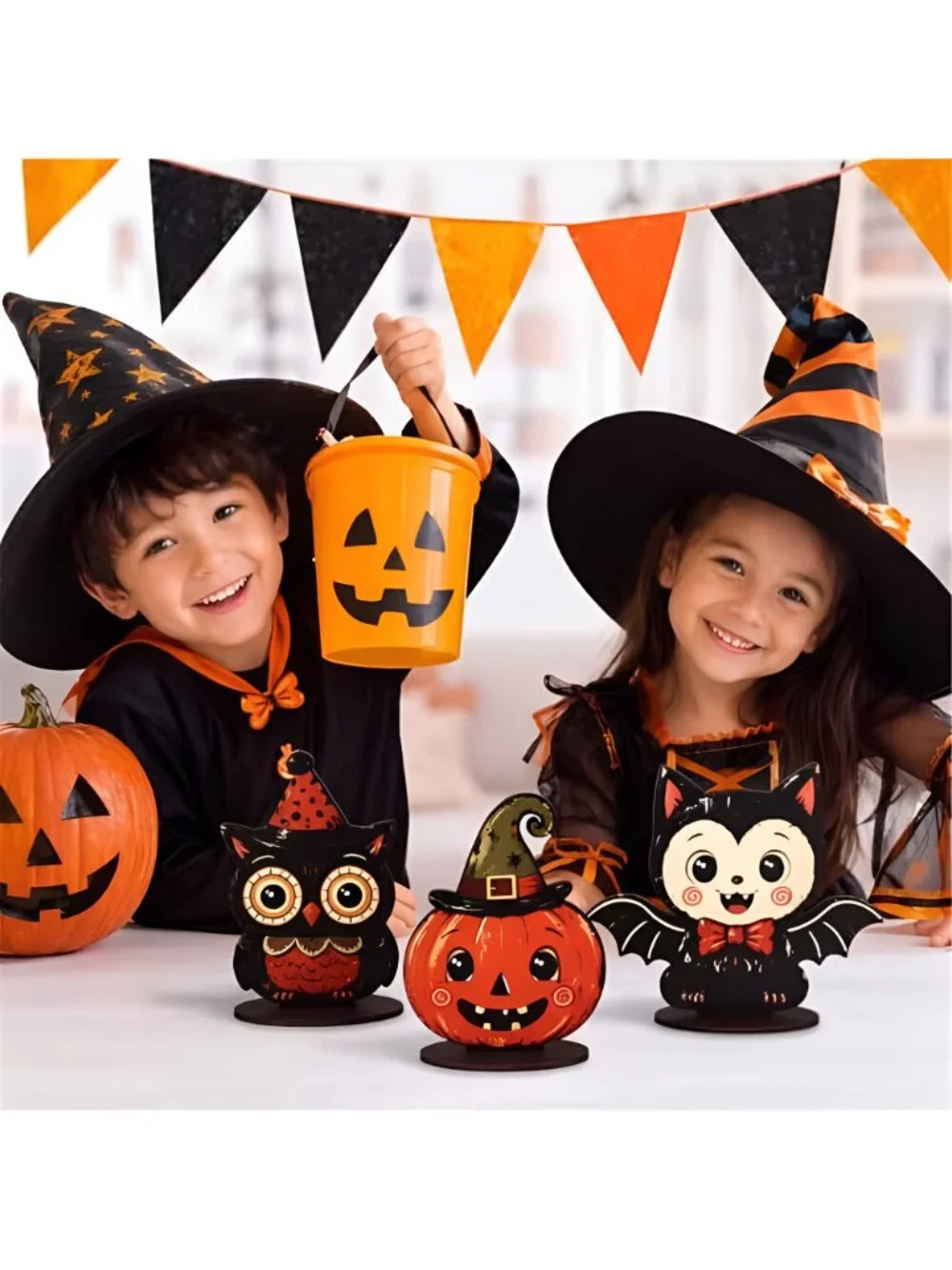 6 Pcs Halloween Wooden Table Decorations Vintage Spooky Gift